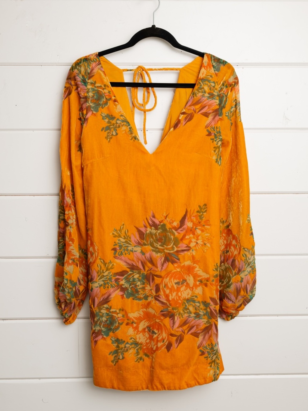 Free People Misha Burnout Velvet Mini Dress Orange Floral S/P